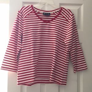 Style & Co red striped quart sleeve shirt